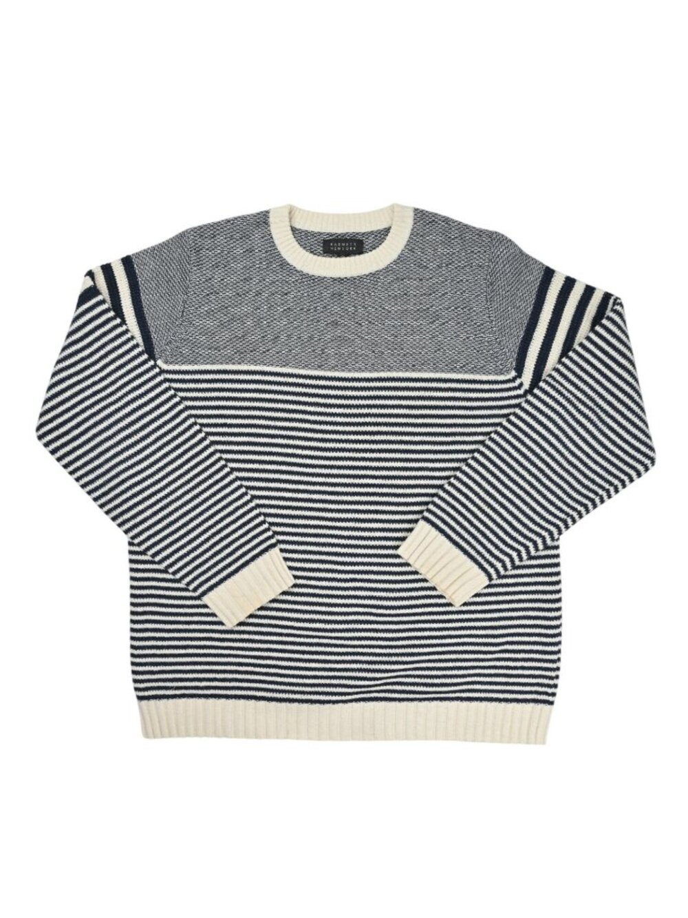 Barneys New York Cotton Alpaca Sweater in Black Ivory